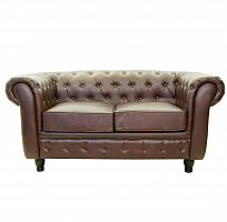 диван chesterfield трехместный прямой коричневый в Королёве