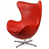 кресло arne jacobsen style egg chair кожа красное в Королёве