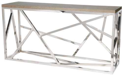 консоль geometric 180x50x90 хром, коричневая столешница в Королёве