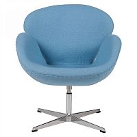 кресло swan chair шерсть голубое в Королёве