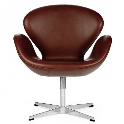 кресло swan chair кожа коричневое в Королёве