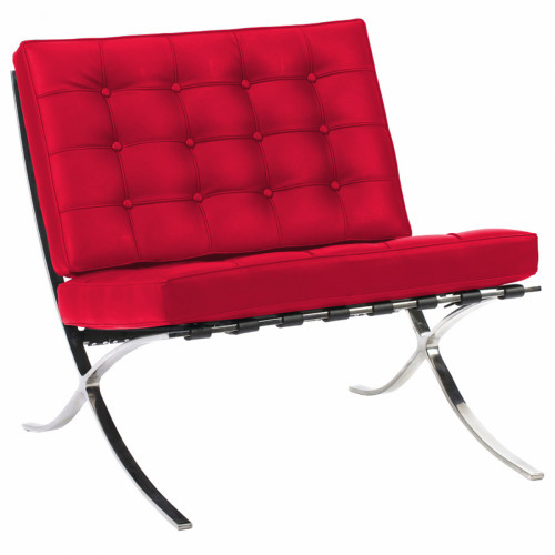 кресло barcelona chair кожа красное в Королёве