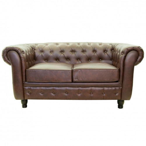 диван chesterfield двухместный прямой коричневый в Королёве