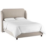 кровать двуспальная с мягкой спинкой 160х200 серая aurora wingback light gray в Королёве