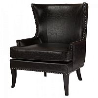 кресло мягкое с ушами черное gramercy club chair в Королёве