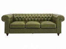 диван chester classic трехместный прямой оливковый, коричневые ножки в Королёве