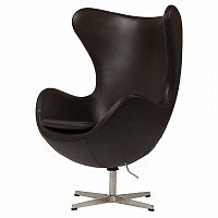 кресло egg chair кожа темно-коричневое в Королёве