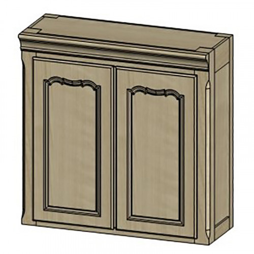 шкаф навесной двухдверный кухонный поместье с состариванием с узором в Королёве