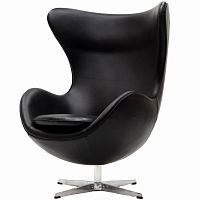 кресло с подлокотниками arne jacobsen style egg chair черное в Королёве