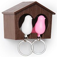 держатель+брелок для ключей двойной sparrow коричневый-белый-розовый в Королёве
