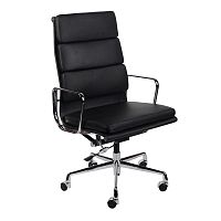 кресло eames style на колесиках черная кожа в Королёве