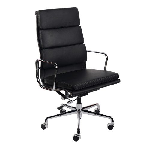 кресло eames style на колесиках черная кожа в Королёве