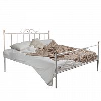 кованая двуспальная кровать 160х200 с двумя спинками белая оливия в Королёве
