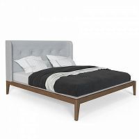 кровать двуспальная с мягким изголовьем 160x200 светло-серая fly soft new в Королёве