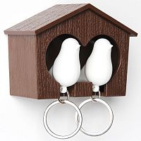 держатель+брелок для ключей двойной sparrow коричневый-белый в Королёве