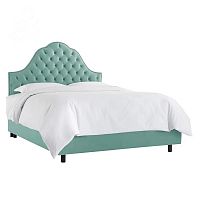кровать двуспальная 180х200 голубая с каретной стяжкой alina tufted seafoam в Королёве
