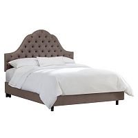 кровать двуспальная 160х200 серая с каретной стяжкой alina tufted smoke в Королёве