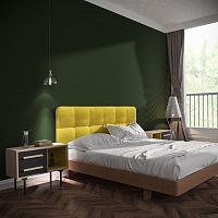 кровать двуспальная с мягким изголовьем 160x200 желтая tube в Королёве