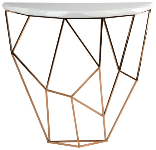 консоль geometric 100x38x90 золото, белая столешница в Королёве