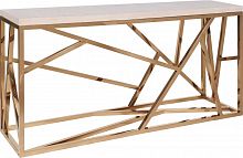 консоль geometric 180x50x90 золото, светло-коричневая столешница в Королёве