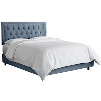 кровать двуспальная 180х200 голубая с каретной стяжкой alix steel blue в Королёве